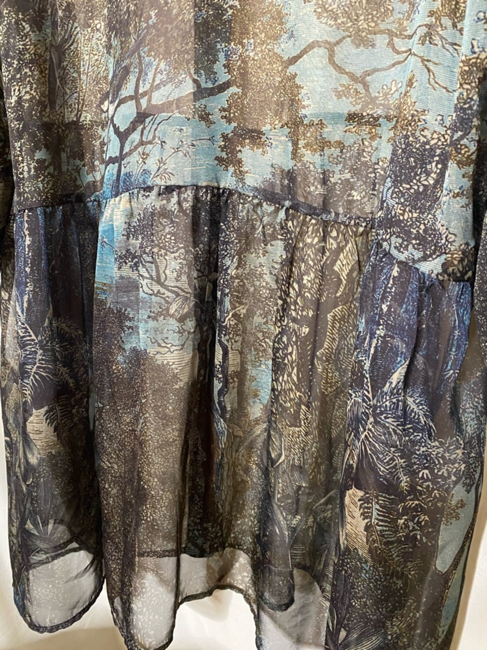 New Selection by Ulla Popken Sheer Tunic Blouse/ Shirt Dress w/ a Forest Design - Picture 9 of 10